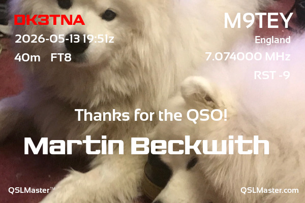 QSL Master Card for M9TEY QSO with DK3TNA