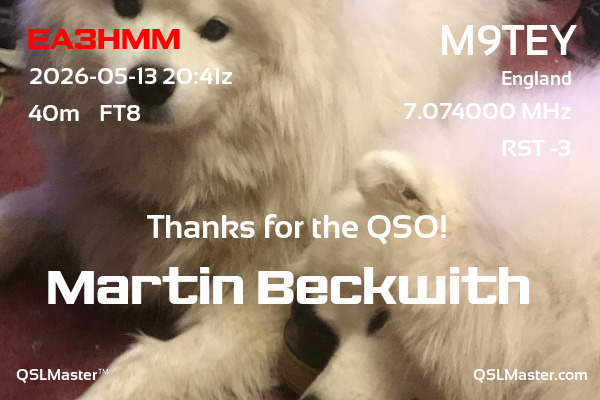 QSL Master Card for M9TEY QSO with EA3HMM