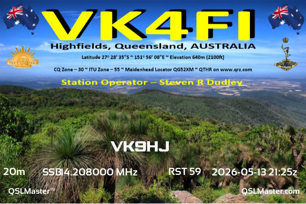 QSL Master Card for VK4FI QSO with VK9HJ