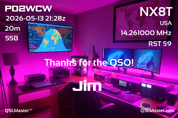 QSL Master Card for NX8T QSO with PD2WCW