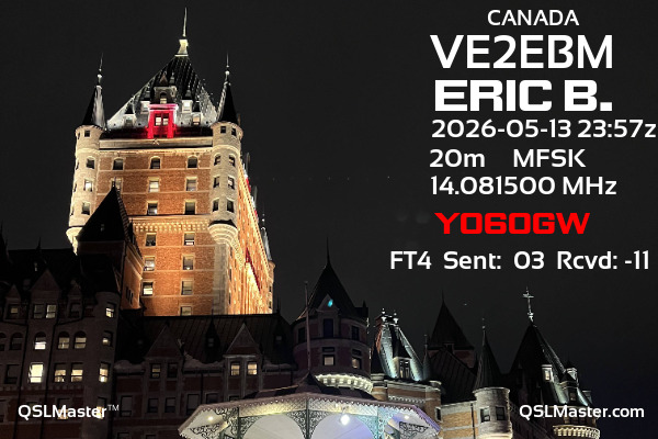 QSL Master Card for VE2EBM QSO with YO6OGW