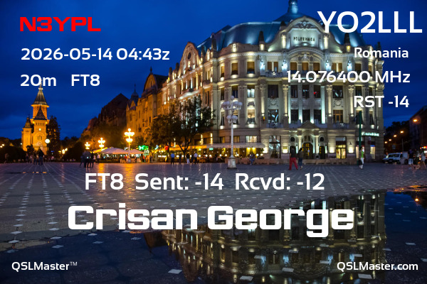 QSL Master Card for YO2LLL QSO with N3YPL