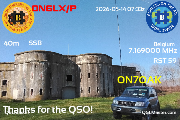 QSL Master Card for ON7OAK QSO with ON6LX/P