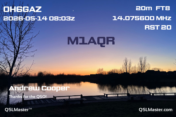 QSL Master Card for M1AQR QSO with OH6GAZ