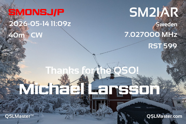 QSL Master Card for SM2IAR QSO with SM0NSJ/P