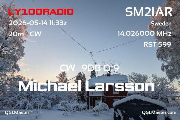 QSL Master Card for SM2IAR QSO with LY100RADIO