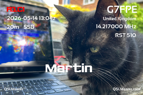 QSL Master Card for G7FPE QSO with R1CI
