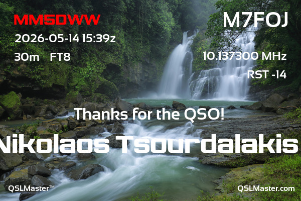 QSL Master Card for M7FOJ QSO with MM5DWW