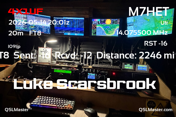 QSL Master Card for M7HET QSO with 4X1UF