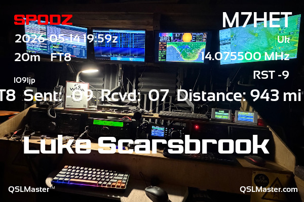 QSL Master Card for M7HET QSO with SP0DZ