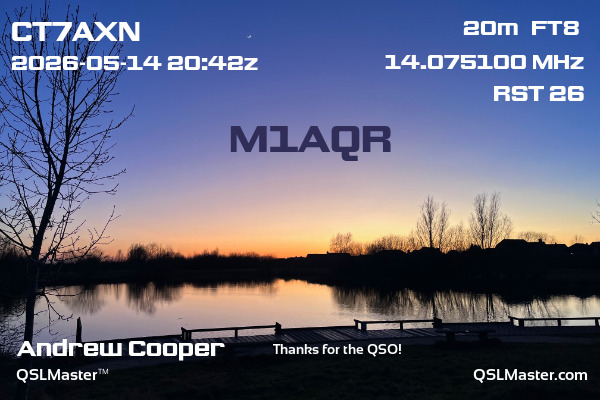 QSL Master Card for M1AQR QSO with CT7AXN