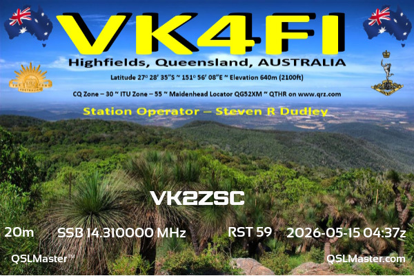 QSL Master Card for VK4FI QSO with VK2ZSC
