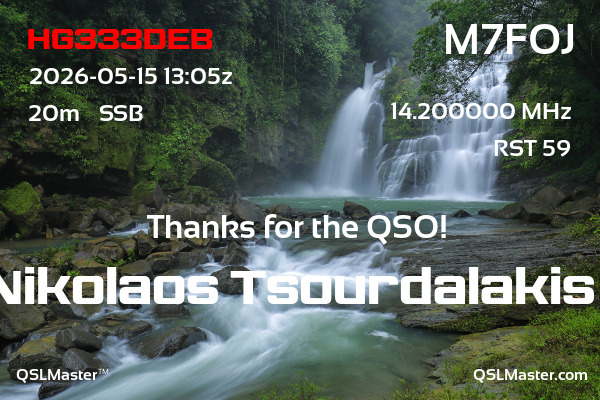 QSL Master Card for M7FOJ QSO with HG333DEB