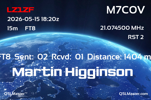 QSL Master Card for M7COV QSO with LZ1ZF
