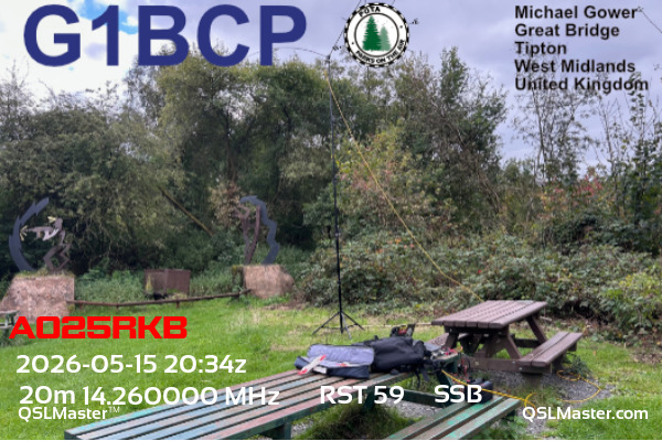 QSL Master Card for G1BCP QSO with AO25RKB