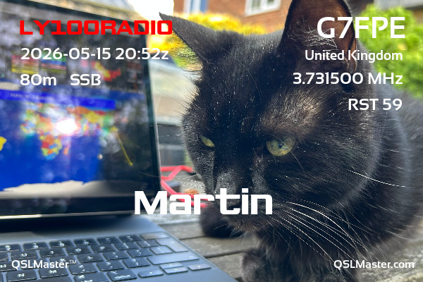 QSL Master Card for G7FPE QSO with LY100RADIO