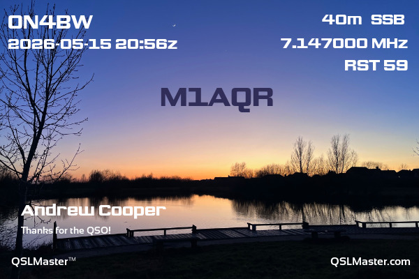 QSL Master Card for M1AQR QSO with ON4BW