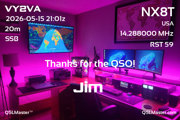 QSL Master Card for NX8T QSO with VY2VA