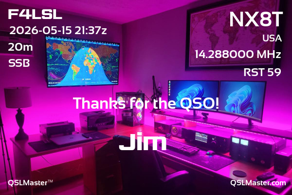 QSL Master Card for NX8T QSO with F4LSL