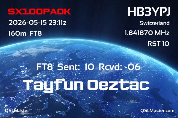QSL Master Card for HB3YPJ QSO with SX100PAOK