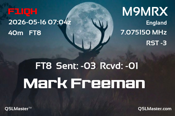 QSL Master Card for M9MRX QSO with F1IQH