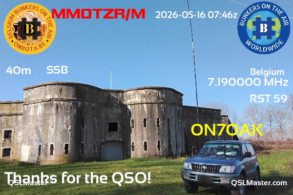 QSL Master Card for ON7OAK QSO with MM0TZR/M