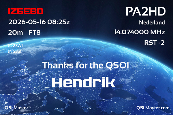 QSL Master Card for PA2HD QSO with IZ5EBD