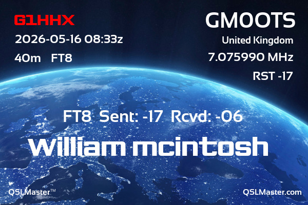 QSL Master Card for GM0OTS QSO with G1HHX