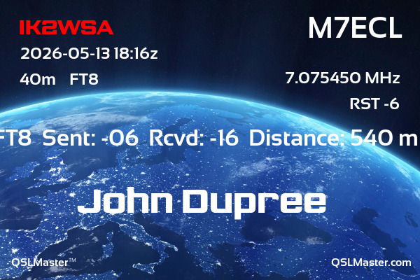 QSL Master Card for M7ECL QSO with IK2WSA