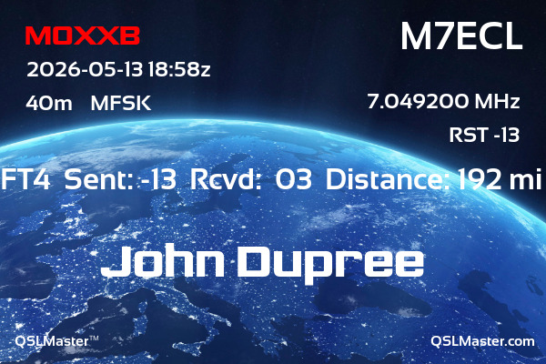 QSL Master Card for M7ECL QSO with M0XXB