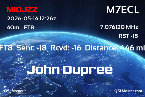 QSL Master Card for M7ECL QSO with MI0JZZ
