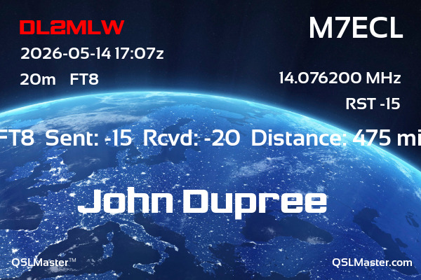 QSL Master Card for M7ECL QSO with DL2MLW