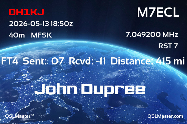 QSL Master Card for M7ECL QSO with DH1KJ
