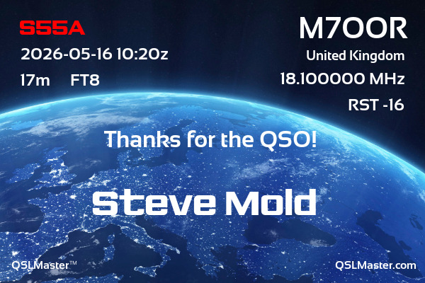 QSL Master Card for M7OOR QSO with S55A