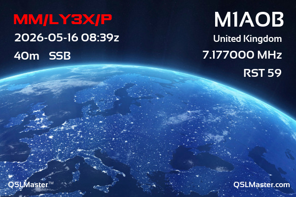 QSL Master Card for M1AOB QSO with MM/LY3X/P