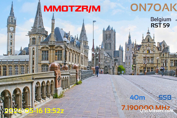 QSL Master Card for ON7OAK QSO with MM0TZR/M