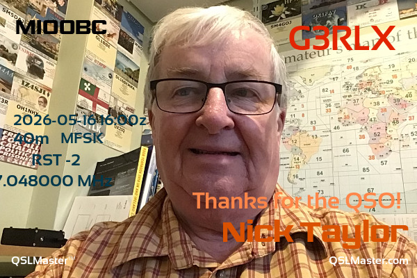 QSL Master Card for G3RLX QSO with MI0OBC