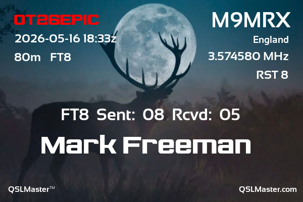 QSL Master Card for M9MRX QSO with OT26EPIC