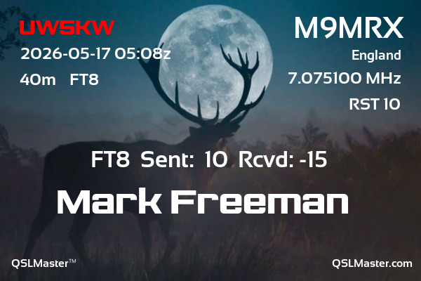QSL Master Card for M9MRX QSO with UW5KW