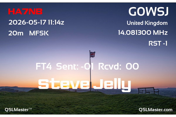 QSL Master Card for G0WSJ QSO with HA7NB