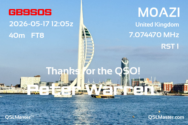 QSL Master Card for M0AZI QSO with GB9SOS