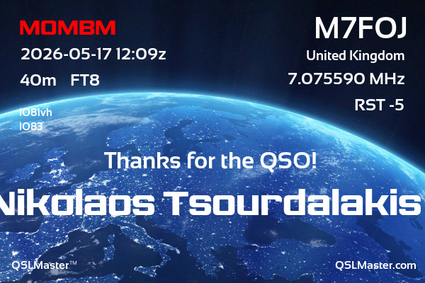 QSL Master Card for M7FOJ QSO with M0MBM