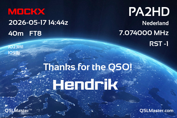 QSL Master Card for PA2HD QSO with M0CKX