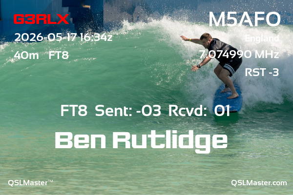 QSL Master Card for M5AFO QSO with G3RLX
