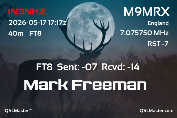 QSL Master Card for M9MRX QSO with IN3NHZ
