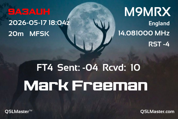 QSL Master Card for M9MRX QSO with 9A3AUH