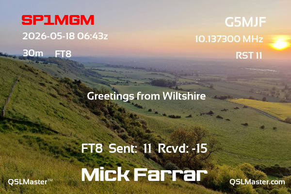 QSL Master Card for G5MJF QSO with SP1MGM