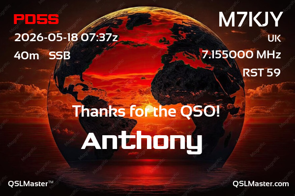 QSL Master Card for M7KJY QSO with PD5S
