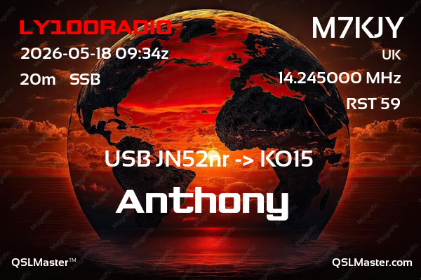 QSL Master Card for M7KJY QSO with LY100RADIO