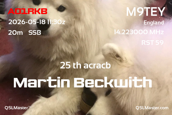 QSL Master Card for M9TEY QSO with AO1RKB